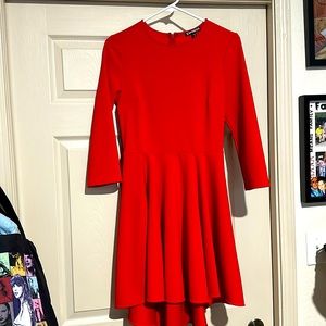 Express Hi-Low 3/4 Sleeve Red Dress